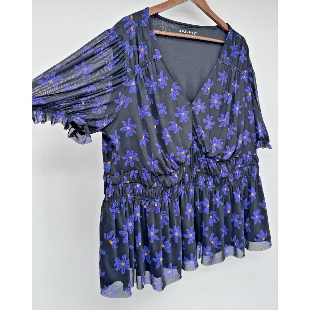 Ava & Viv 3X Basque Black purple Dark Floral Babydoll Whimsigoth Fairy grunge